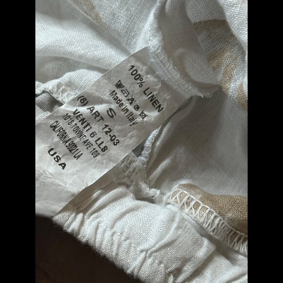 Venti6 Pants Small Womens White Floral Pull On Drawstring Frayed Flowy Relax Fit - Picture 8 of 8